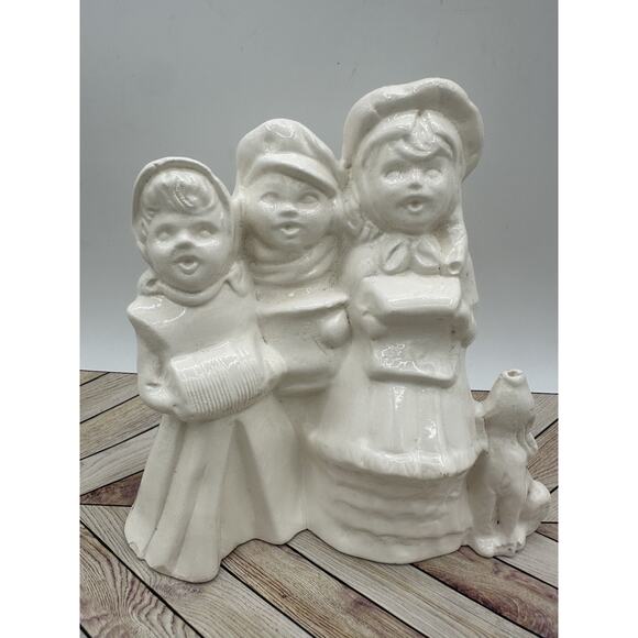 Vintage Porcelain Christmas Choir figurine White Glazed Carolers - Picture 2 of 8